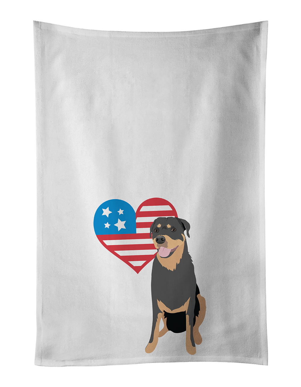 Rottweiler Black and Tan #7 Patriotic Kitchen Towel Set of 2 White Dish Towels Decorative Bathroom Hand towel for Hand, Face, Hair, Yoga, Tea, Dishcloth, 19 X 28", White