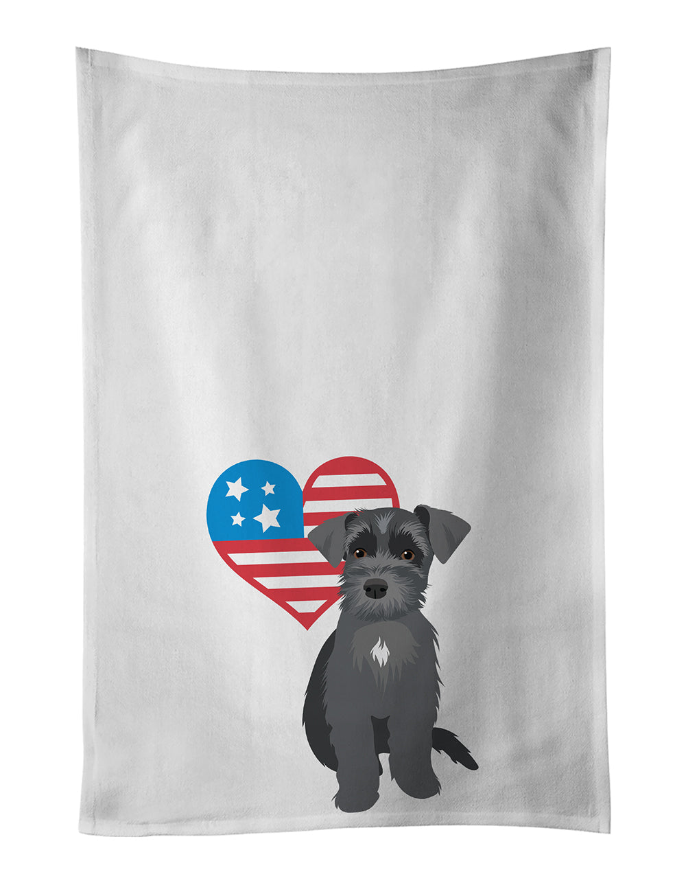 Schnauzer Black #1 Patriotic Kitchen Towel Set of 2 White Dish Towels Decorative Bathroom Hand towel for Hand, Face, Hair, Yoga, Tea, Dishcloth, 19 X 28", White