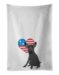 Schnauzer Black #2 Patriotic Kitchen Towel Set of 2 White Dish Towels Decorative Bathroom Hand towel for Hand, Face, Hair, Yoga, Tea, Dishcloth, 19 X 28", White