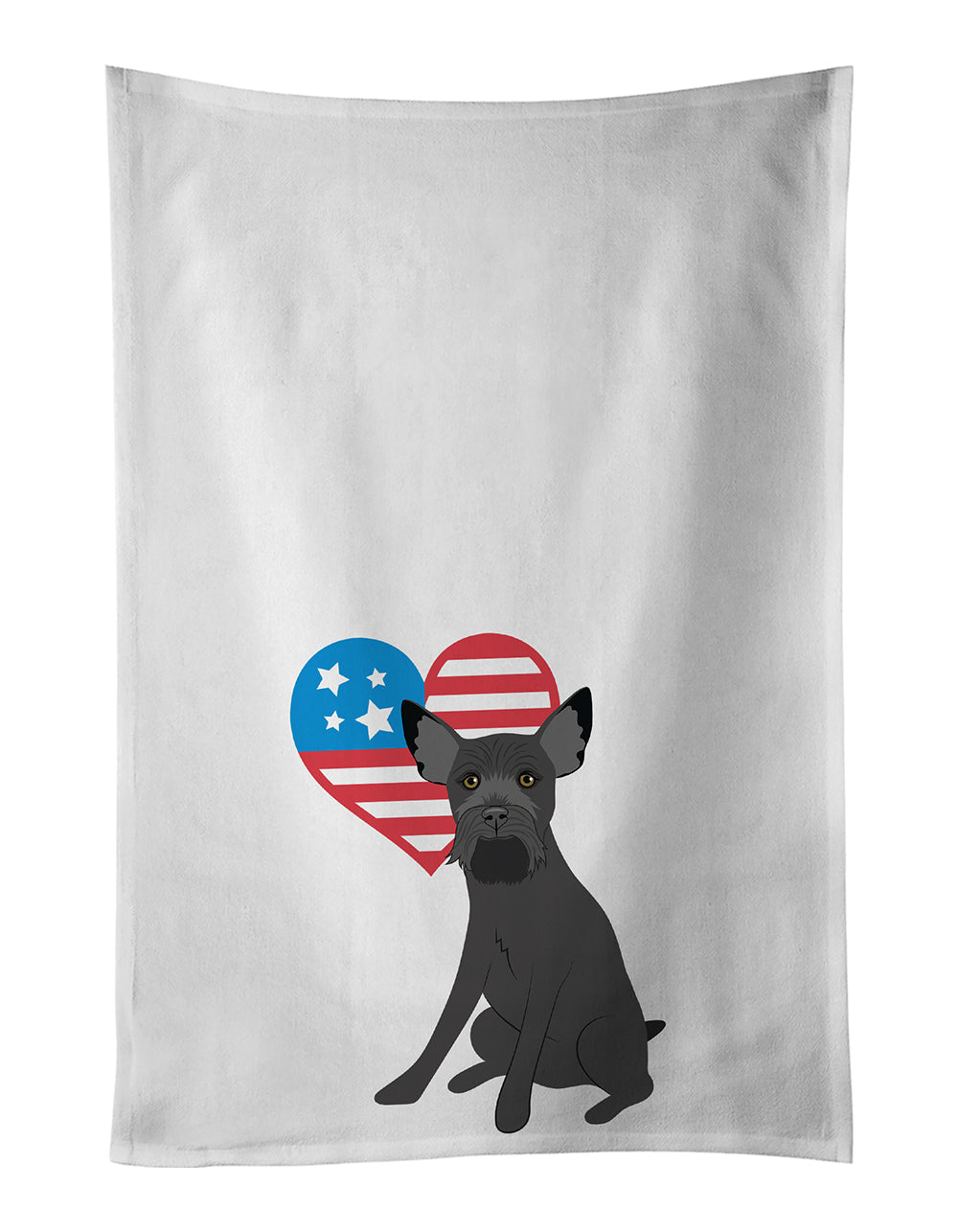 Schnauzer Black #2 Patriotic Kitchen Towel Set of 2 White Dish Towels Decorative Bathroom Hand towel for Hand, Face, Hair, Yoga, Tea, Dishcloth, 19 X 28", White