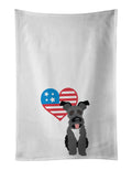 Schnauzer Black #3 Patriotic Kitchen Towel Set of 2 White Dish Towels Decorative Bathroom Hand towel for Hand, Face, Hair, Yoga, Tea, Dishcloth, 19 X 28", White