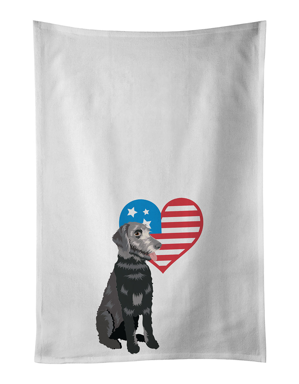 Schnauzer Black and Tan Patriotic Kitchen Towel Set of 2 White Dish Towels Decorative Bathroom Hand towel for Hand, Face, Hair, Yoga, Tea, Dishcloth, 19 X 28", White