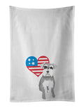Schnauzer Salt and Pepper #1 Patriotic Kitchen Towel Set of 2 White Dish Towels Decorative Bathroom Hand towel for Hand, Face, Hair, Yoga, Tea, Dishcloth, 19 X 28", White