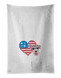 Schnauzer Salt and Pepper #3 Patriotic Kitchen Towel Set of 2 White Dish Towels Decorative Bathroom Hand towel for Hand, Face, Hair, Yoga, Tea, Dishcloth, 19 X 28", White