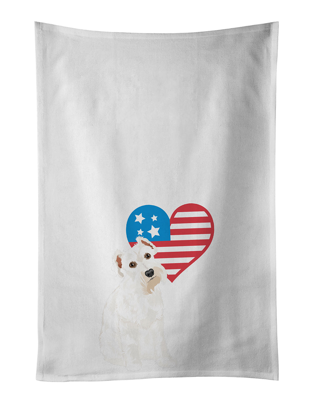 Schnauzer White #1 Patriotic Kitchen Towel Set of 2 White Dish Towels Decorative Bathroom Hand towel for Hand, Face, Hair, Yoga, Tea, Dishcloth, 19 X 28", White