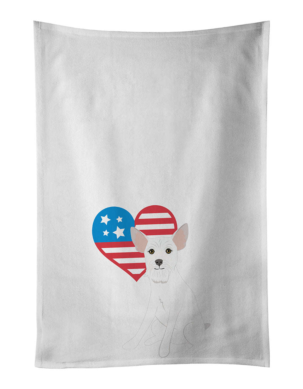 Schnauzer White #2 Patriotic Kitchen Towel Set of 2 White Dish Towels Decorative Bathroom Hand towel for Hand, Face, Hair, Yoga, Tea, Dishcloth, 19 X 28", White