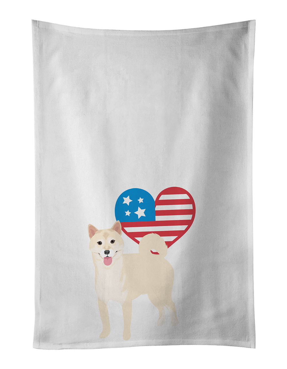 Shiba Inu Cream #1 Patriotic Kitchen Towel Set of 2 White Dish Towels Decorative Bathroom Hand towel for Hand, Face, Hair, Yoga, Tea, Dishcloth, 19 X 28", White