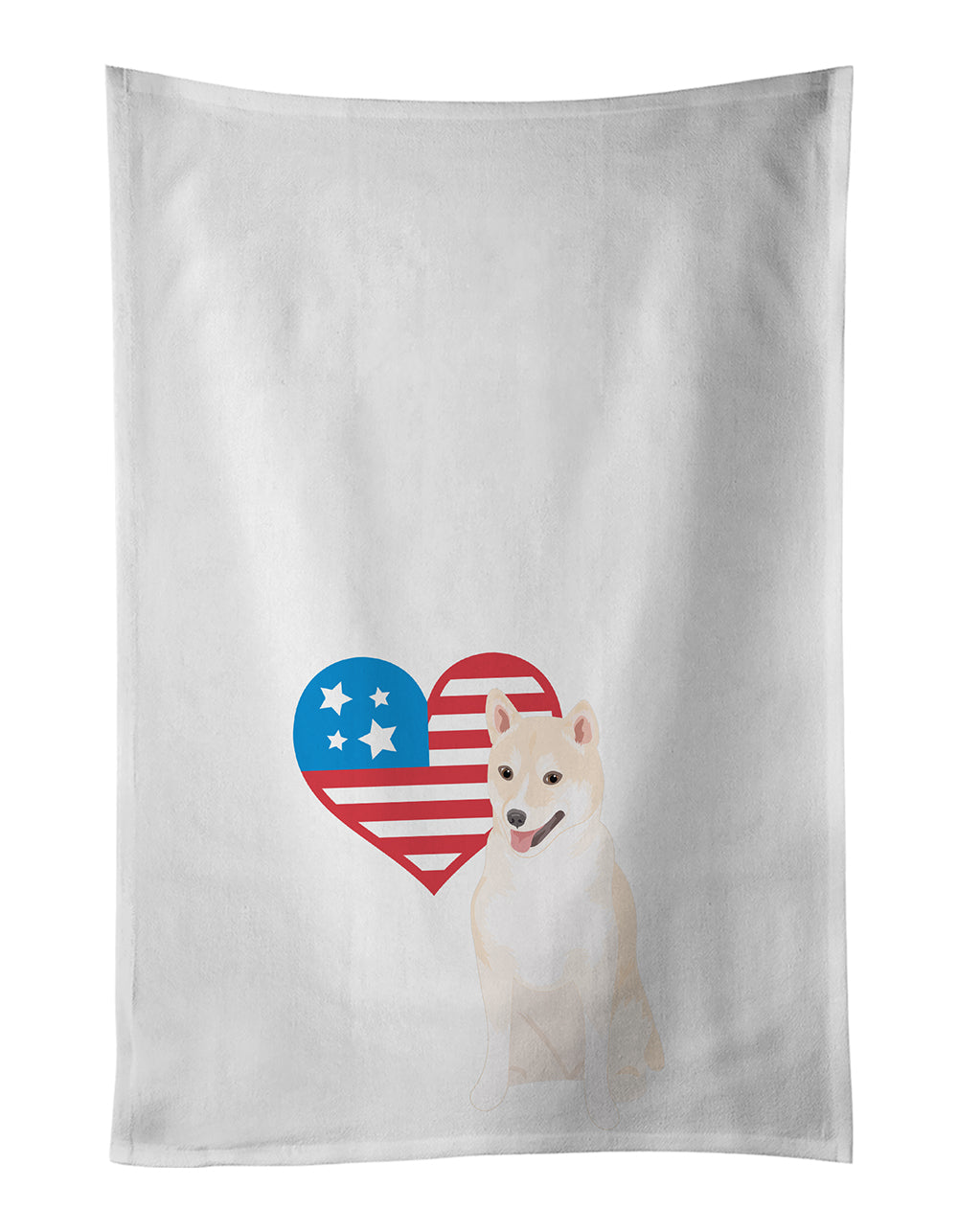 Shiba Inu Cream #2 Patriotic Kitchen Towel Set of 2 White Dish Towels Decorative Bathroom Hand towel for Hand, Face, Hair, Yoga, Tea, Dishcloth, 19 X 28", White