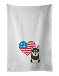 Shiba Inu Husky Mix Patriotic Kitchen Towel Set of 2 White Dish Towels Decorative Bathroom Hand towel for Hand, Face, Hair, Yoga, Tea, Dishcloth, 19 X 28", White