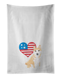 Shiba Inu Red #2 Patriotic Kitchen Towel Set of 2 White Dish Towels Decorative Bathroom Hand towel for Hand, Face, Hair, Yoga, Tea, Dishcloth, 19 X 28", White