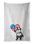 Shih-Tzu Black and White #2 Patriotic Kitchen Towel Set of 2 White Dish Towels Decorative Bathroom Hand towel for Hand, Face, Hair, Yoga, Tea, Dishcloth, 19 X 28", White