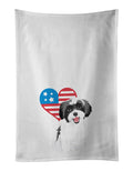 Shih-Tzu Black and White #3 Patriotic Kitchen Towel Set of 2 White Dish Towels Decorative Bathroom Hand towel for Hand, Face, Hair, Yoga, Tea, Dishcloth, 19 X 28", White