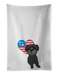 Shih-Tzu Black Patriotic Kitchen Towel Set of 2 White Dish Towels Decorative Bathroom Hand towel for Hand, Face, Hair, Yoga, Tea, Dishcloth, 19 X 28", White