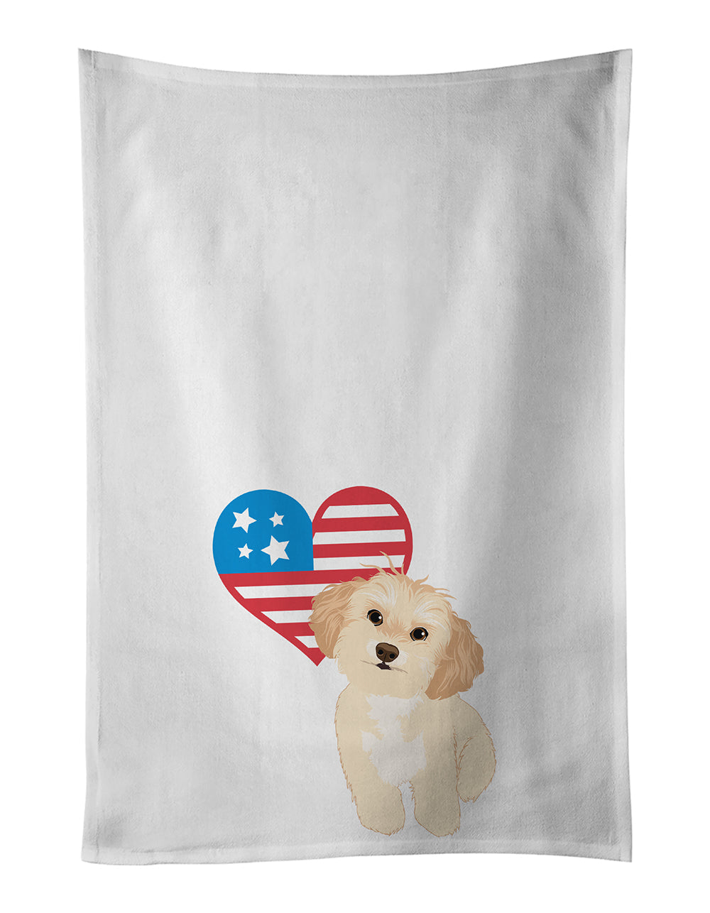 Shih-Tzu Gold #1 Patriotic Kitchen Towel Set of 2 White Dish Towels Decorative Bathroom Hand towel for Hand, Face, Hair, Yoga, Tea, Dishcloth, 19 X 28", White
