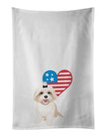 Shih-Tzu Gold #2 Patriotic Kitchen Towel Set of 2 White Dish Towels Decorative Bathroom Hand towel for Hand, Face, Hair, Yoga, Tea, Dishcloth, 19 X 28", White