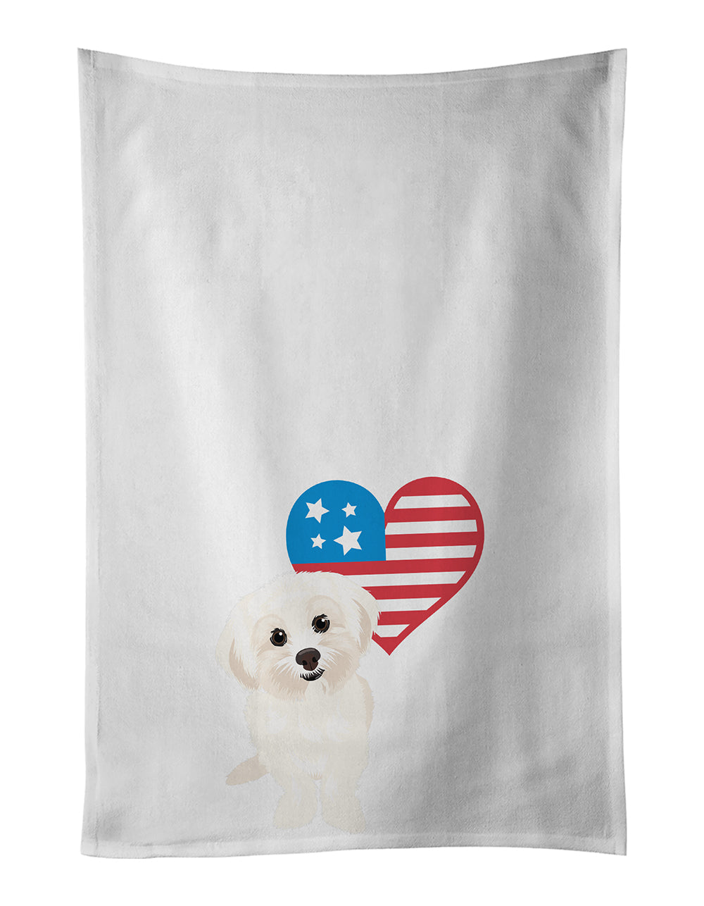 Shih-Tzu Gold #4 Patriotic Kitchen Towel Set of 2 White Dish Towels Decorative Bathroom Hand towel for Hand, Face, Hair, Yoga, Tea, Dishcloth, 19 X 28", White