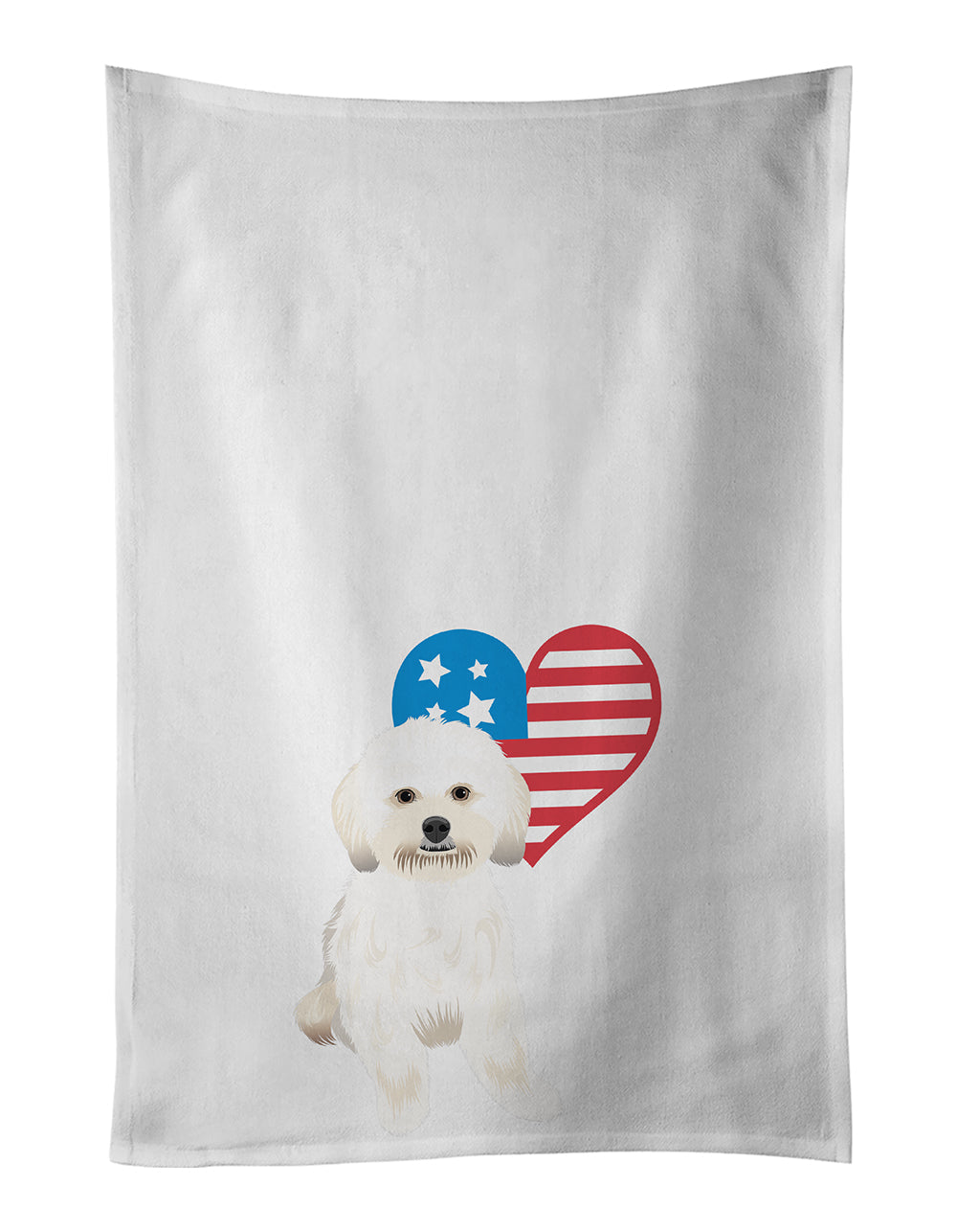 Shih-Tzu Gold #5 Patriotic Kitchen Towel Set of 2 White Dish Towels Decorative Bathroom Hand towel for Hand, Face, Hair, Yoga, Tea, Dishcloth, 19 X 28", White