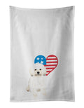 Shih-Tzu Gold #5 Patriotic Kitchen Towel Set of 2 White Dish Towels Decorative Bathroom Hand towel for Hand, Face, Hair, Yoga, Tea, Dishcloth, 19 X 28", White
