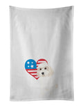 Shih-Tzu Gold #7 Patriotic Kitchen Towel Set of 2 White Dish Towels Decorative Bathroom Hand towel for Hand, Face, Hair, Yoga, Tea, Dishcloth, 19 X 28", White