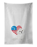 Shih-Tzu Silver and White #1 Patriotic Kitchen Towel Set of 2 White Dish Towels Decorative Bathroom Hand towel for Hand, Face, Hair, Yoga, Tea, Dishcloth, 19 X 28", White