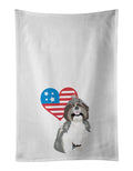 Shih-Tzu Silver and White #2 Patriotic Kitchen Towel Set of 2 White Dish Towels Decorative Bathroom Hand towel for Hand, Face, Hair, Yoga, Tea, Dishcloth, 19 X 28", White