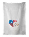Shih-Tzu White and Red Patriotic Kitchen Towel Set of 2 White Dish Towels Decorative Bathroom Hand towel for Hand, Face, Hair, Yoga, Tea, Dishcloth, 19 X 28", White