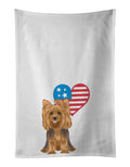 Yorkie Black and Gold #1 Patriotic Kitchen Towel Set of 2 White Dish Towels Decorative Bathroom Hand towel for Hand, Face, Hair, Yoga, Tea, Dishcloth, 19 X 28", White