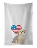 Yorkie Blue and Tan #1 Patriotic Kitchen Towel Set of 2 White Dish Towels Decorative Bathroom Hand towel for Hand, Face, Hair, Yoga, Tea, Dishcloth, 19 X 28", White