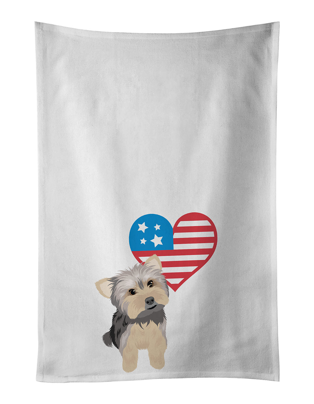 Yorkie Blue and Tan #2 Patriotic Kitchen Towel Set of 2 White Dish Towels Decorative Bathroom Hand towel for Hand, Face, Hair, Yoga, Tea, Dishcloth, 19 X 28", White