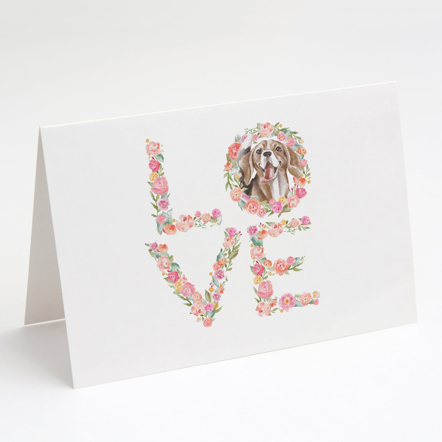 Beagle #2 LOVE Greeting Cards Pack of 8 Blank Cards with Envelopes Whimsical A7 Size 5x7