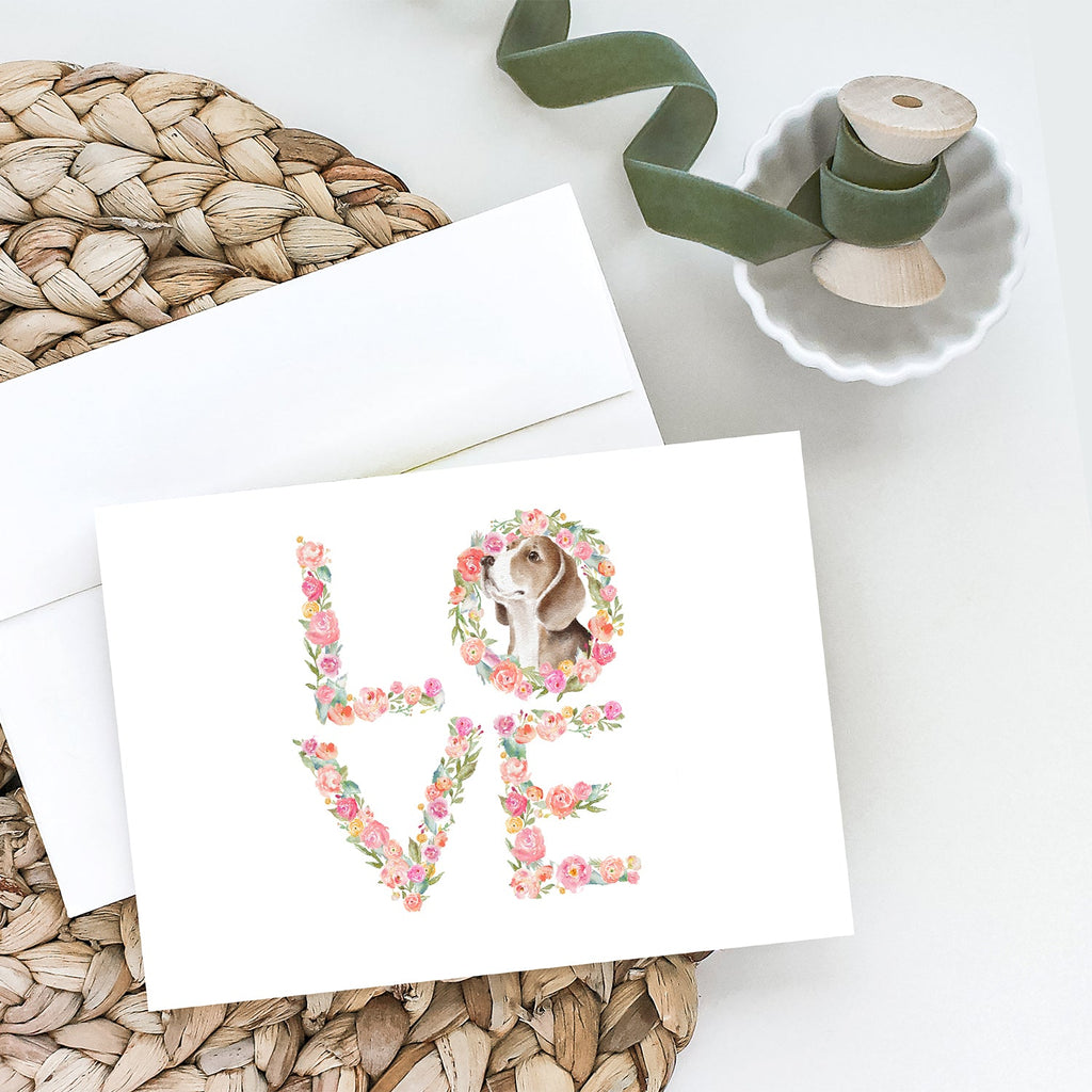 Beagle #5 LOVE Greeting Cards Pack of 8 Blank Cards with Envelopes Whimsical A7 Size 5x7
