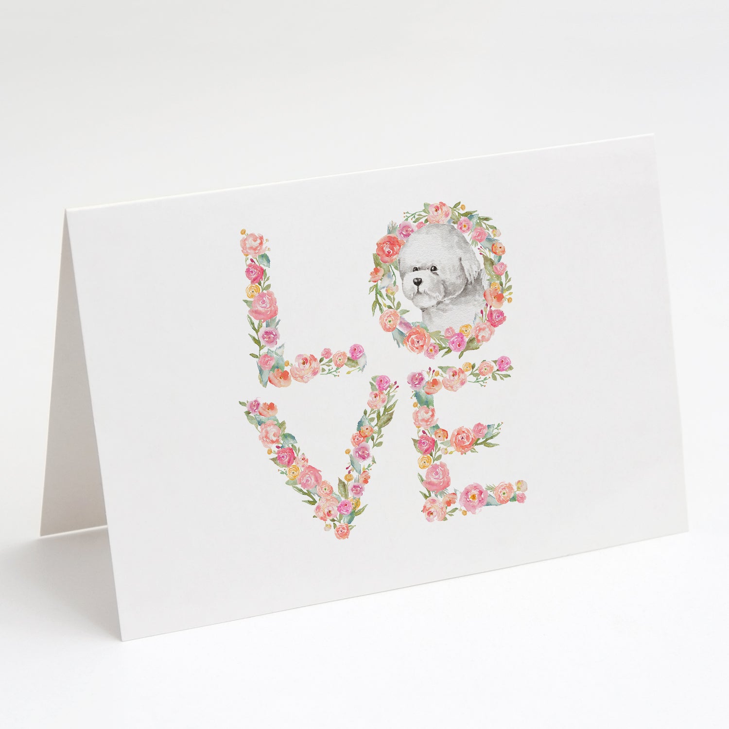 Bichon Frise #1 LOVE Greeting Cards Pack of 8 Blank Cards with Envelopes Whimsical A7 Size 5x7