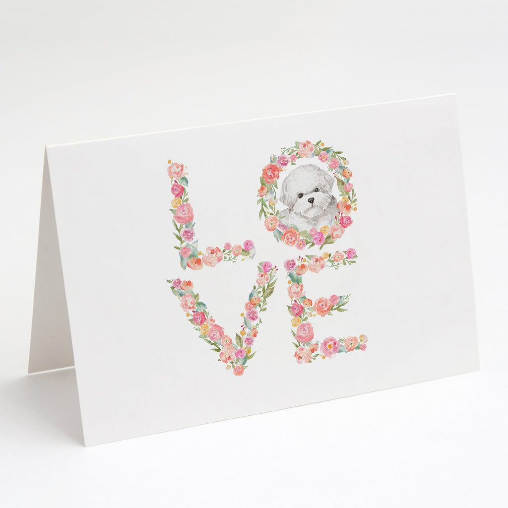 Bichon Frise #3 LOVE Greeting Cards Pack of 8 Blank Cards with Envelopes Whimsical A7 Size 5x7