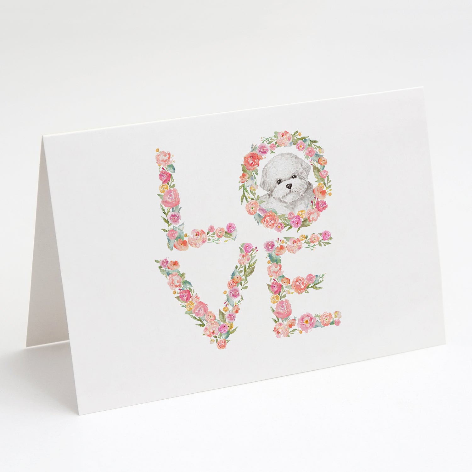 Bichon Frise #3 LOVE Greeting Cards Pack of 8 Blank Cards with Envelopes Whimsical A7 Size 5x7