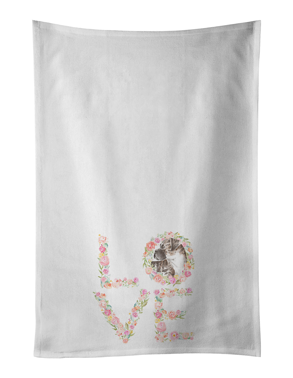 Boxer #5 LOVE Kitchen Towel Set of 2 White Dish Towels Decorative Bathroom Hand towel for Hand, Face, Hair, Yoga, Tea, Dishcloth, 19 X 28", White