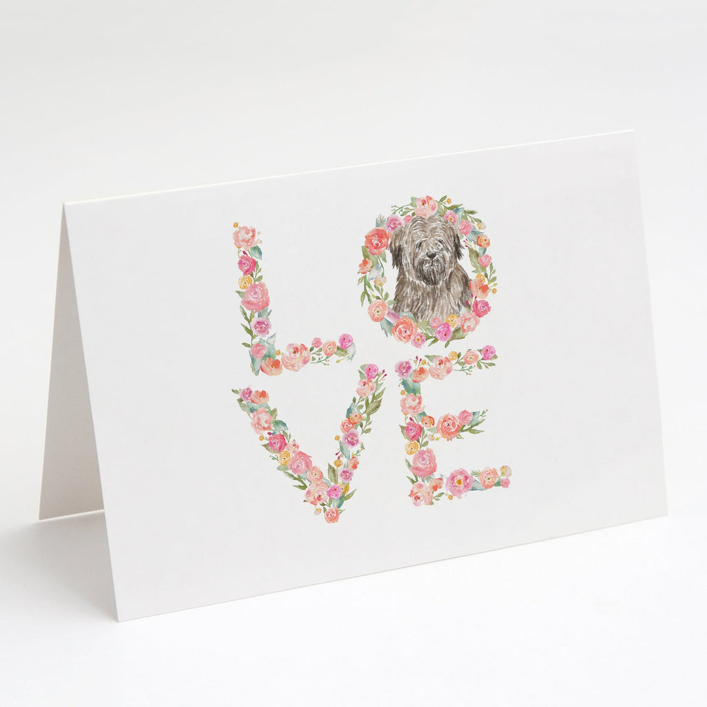 Briard #4 LOVE Greeting Cards Pack of 8 Blank Cards with Envelopes Whimsical A7 Size 5x7