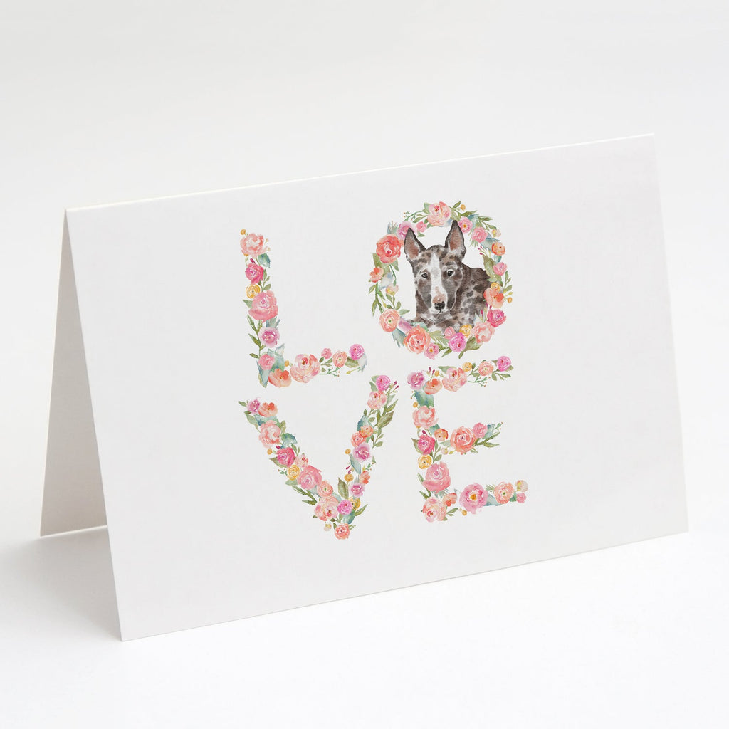 Bull Terrier #4 LOVE Greeting Cards Pack of 8 Blank Cards with Envelopes Whimsical A7 Size 5x7