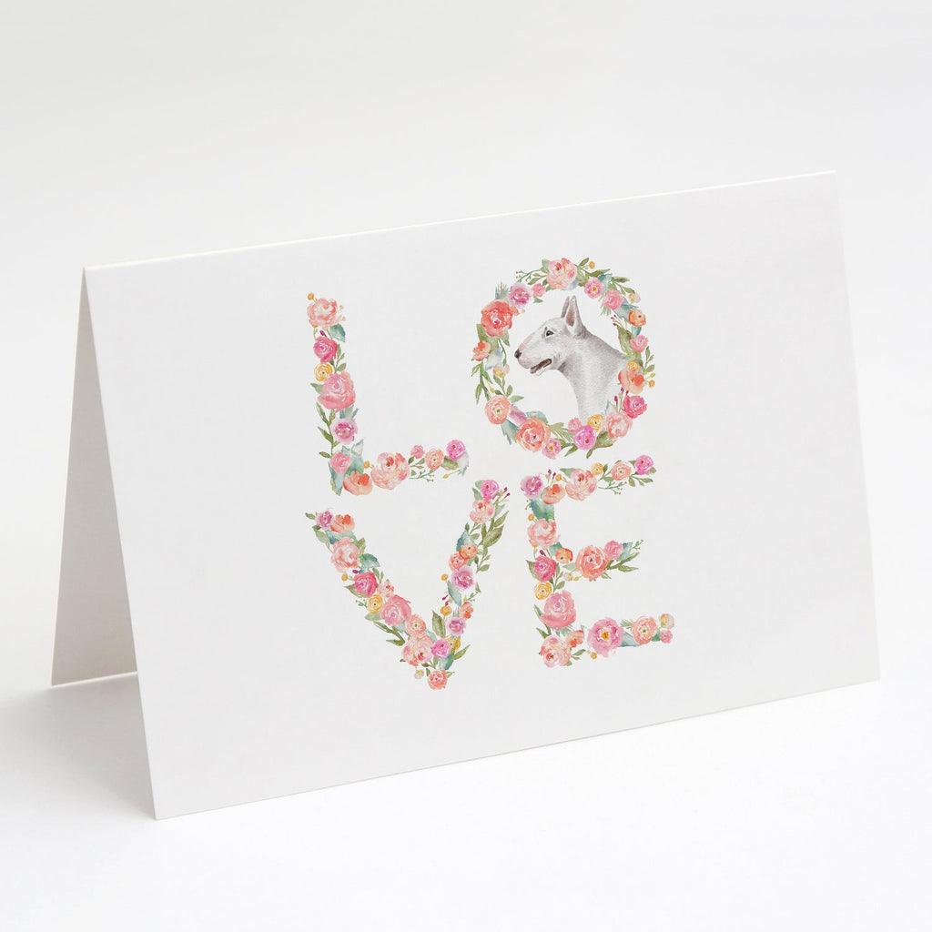 Bull Terrier #6 LOVE Greeting Cards Pack of 8 Blank Cards with Envelopes Whimsical A7 Size 5x7