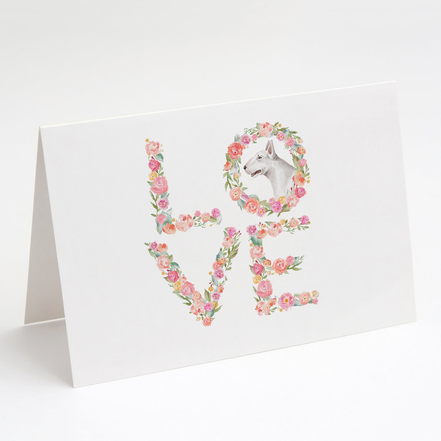 Bull Terrier #6 LOVE Greeting Cards Pack of 8 Blank Cards with Envelopes Whimsical A7 Size 5x7
