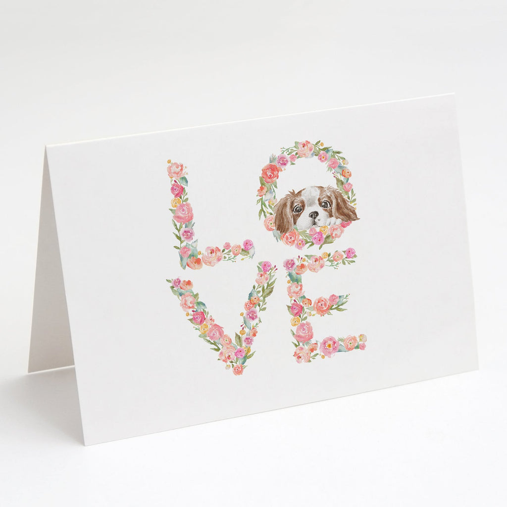 Cavalier Spaniel Blenheim Puppy LOVE Greeting Cards Pack of 8 Blank Cards with Envelopes Whimsical A7 Size 5x7