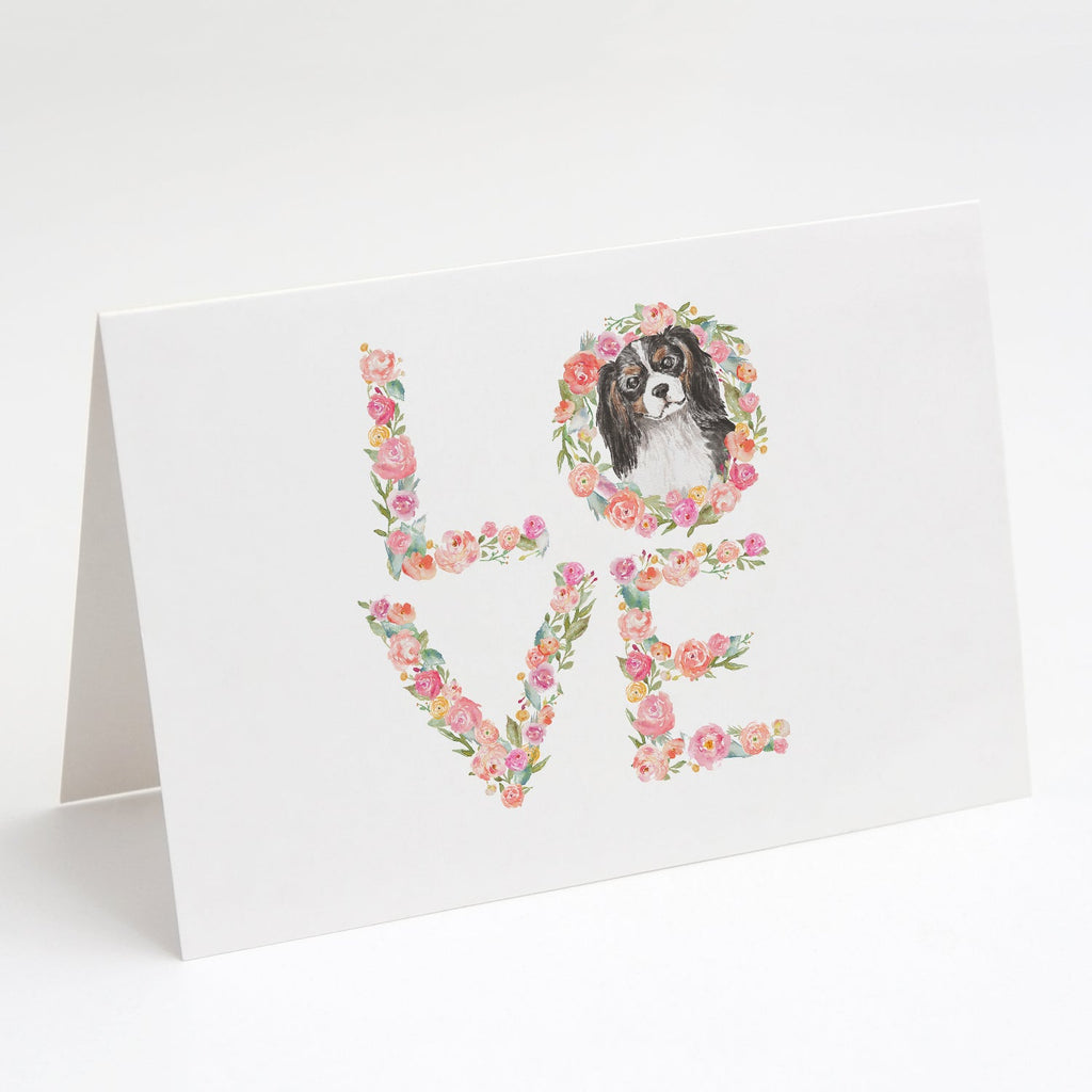 Cavalier Spaniel Tricolor #2 LOVE Greeting Cards Pack of 8 Blank Cards with Envelopes Whimsical A7 Size 5x7
