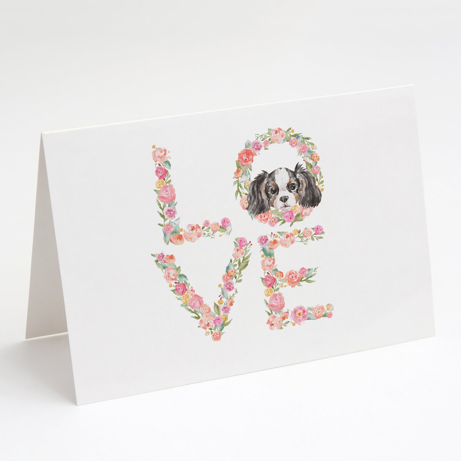 Cavalier Spaniel Tricolor Puppy LOVE Greeting Cards Pack of 8 Blank Cards with Envelopes Whimsical A7 Size 5x7