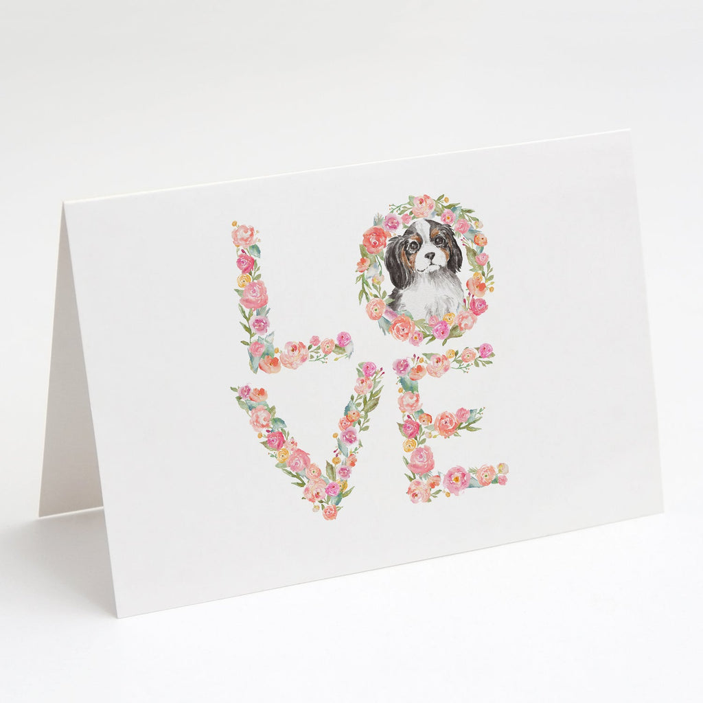 Cavalier Spaniel Tricolor #4 LOVE Greeting Cards Pack of 8 Blank Cards with Envelopes Whimsical A7 Size 5x7