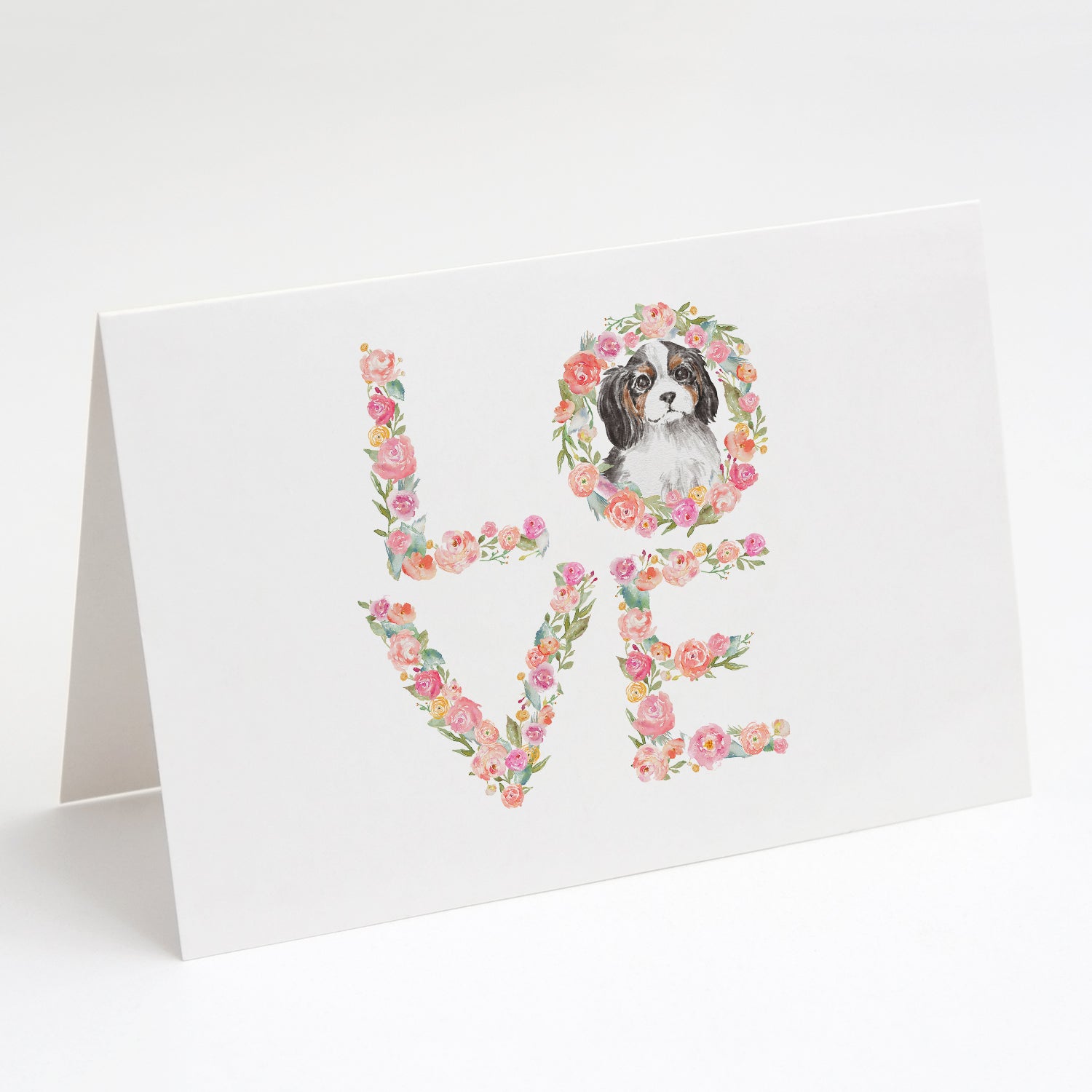 Cavalier Spaniel Tricolor #4 LOVE Greeting Cards Pack of 8 Blank Cards with Envelopes Whimsical A7 Size 5x7