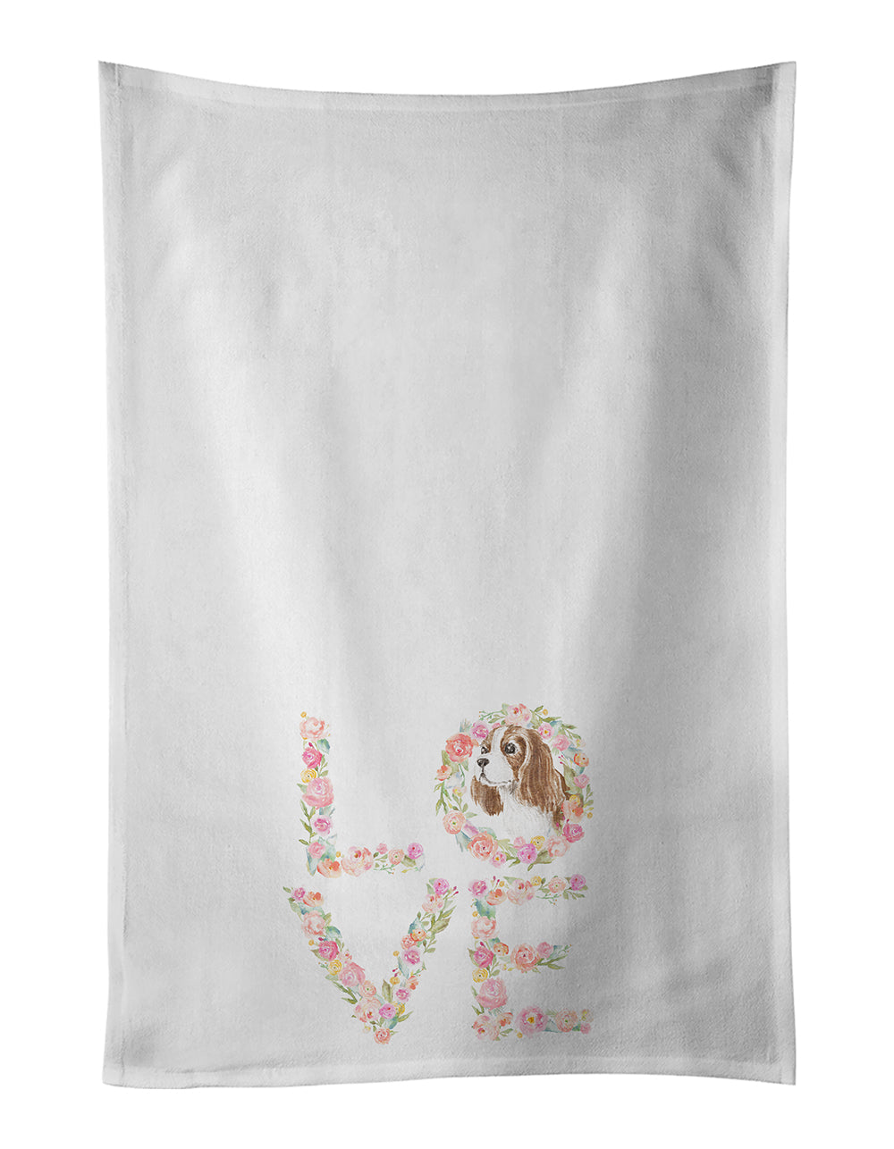 Cavalier Spaniel Blenheim #5 LOVE Kitchen Towel Set of 2 White Dish Towels Decorative Bathroom Hand towel for Hand, Face, Hair, Yoga, Tea, Dishcloth, 19 X 28", White