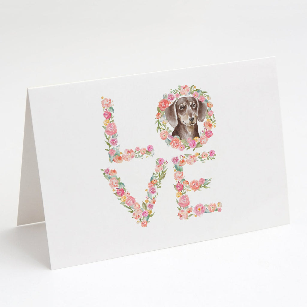 Dachshund Chocolate LOVE Greeting Cards Pack of 8 Blank Cards with Envelopes Whimsical A7 Size 5x7