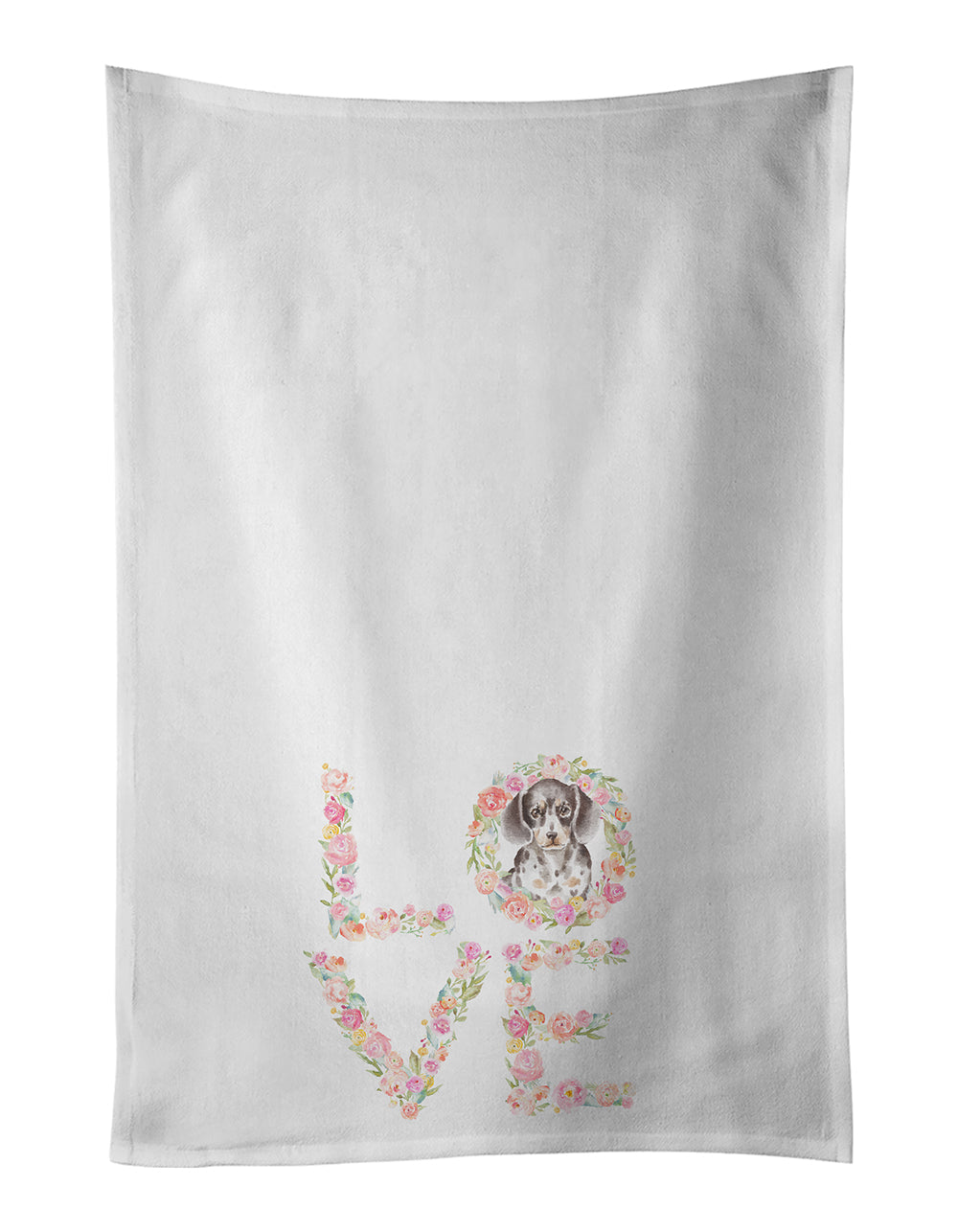 Dachshund #4 LOVE Kitchen Towel Set of 2 White Dish Towels Decorative Bathroom Hand towel for Hand, Face, Hair, Yoga, Tea, Dishcloth, 19 X 28", White