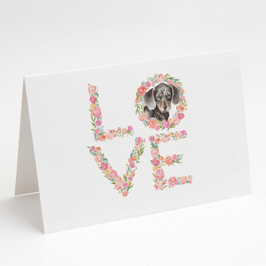 Dachshund #5 LOVE Greeting Cards Pack of 8 Blank Cards with Envelopes Whimsical A7 Size 5x7