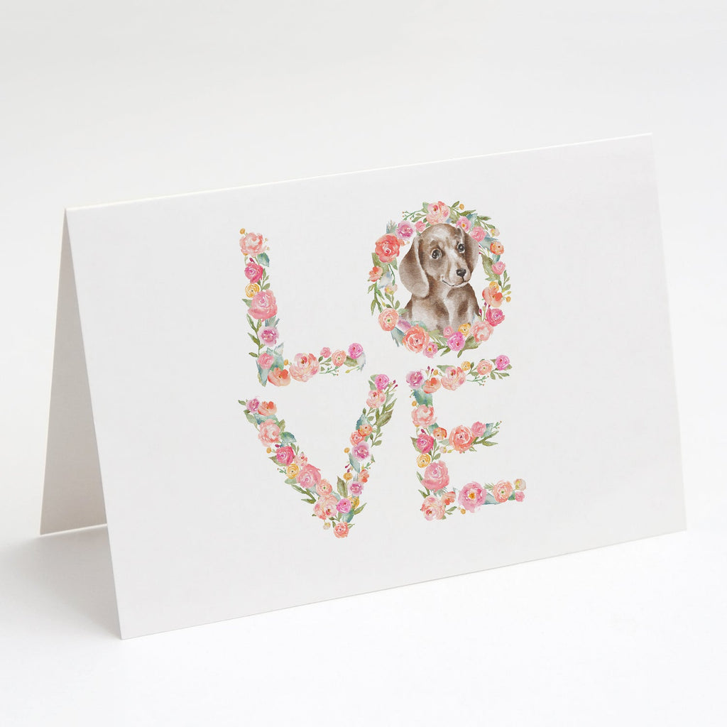 Dachshund #7 LOVE Greeting Cards Pack of 8 Blank Cards with Envelopes Whimsical A7 Size 5x7