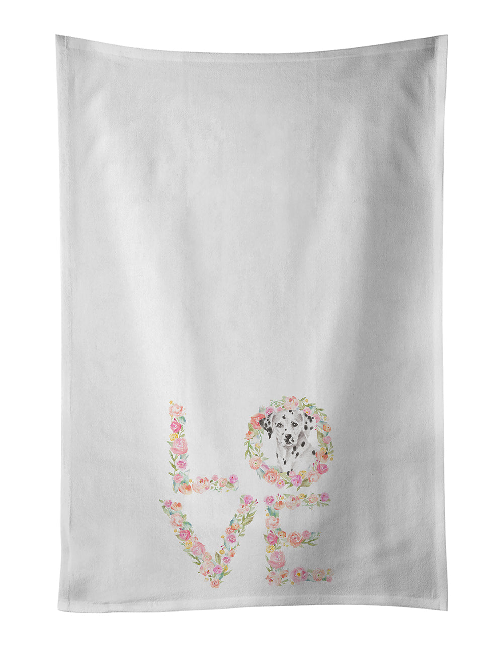 Dalmatian #6 LOVE Kitchen Towel Set of 2 White Dish Towels Decorative Bathroom Hand towel for Hand, Face, Hair, Yoga, Tea, Dishcloth, 19 X 28", White
